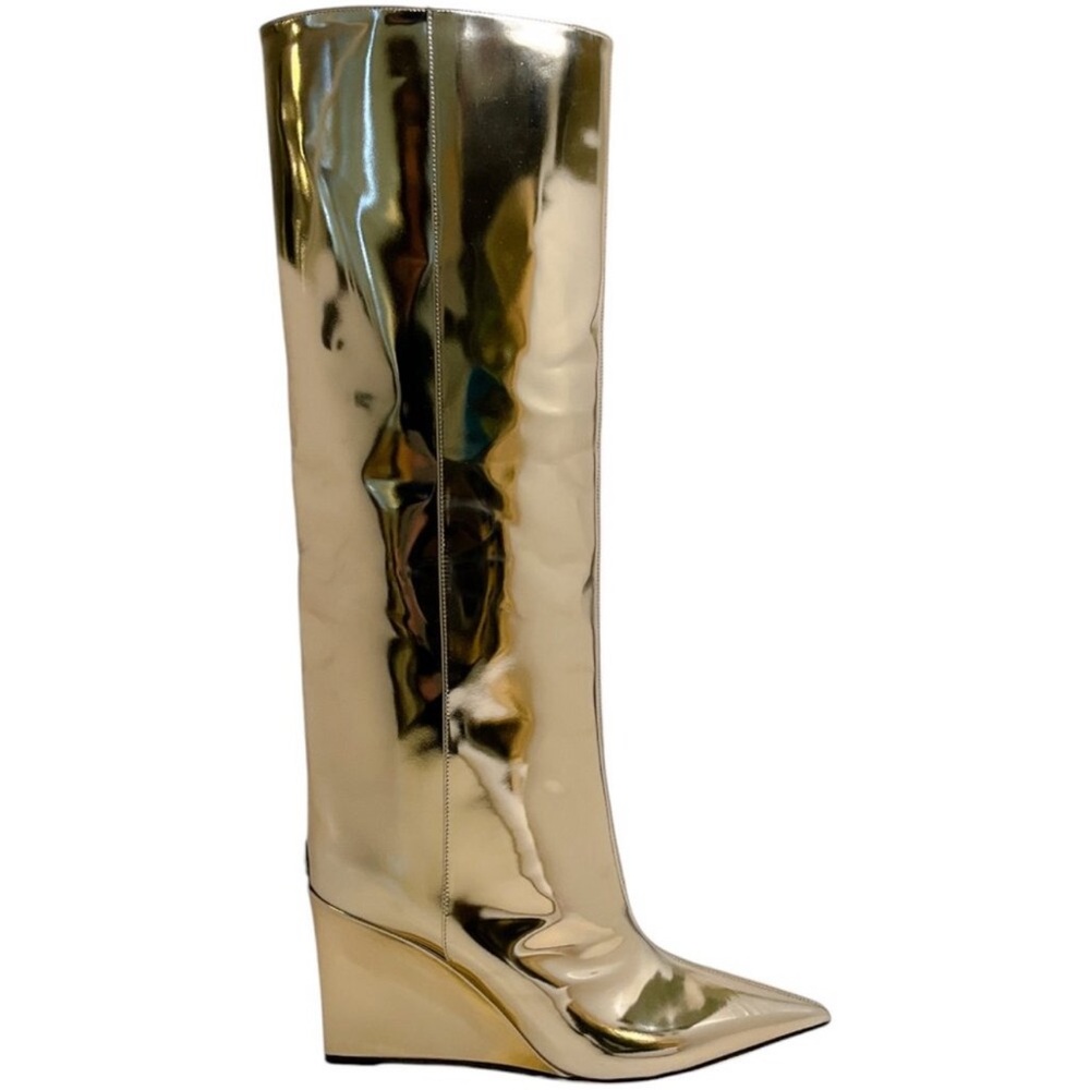 Gold Knee-High Women's Boots - Picture 4 of 4